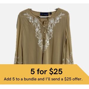 Susan Graver embroidered and beaded boho top.
CLEARANCE 5 for $25